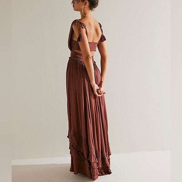 Free People Santa Maria Maxi Dress in Mink/Chocolate - Picture 3 of 8
